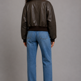 Donna Leather-Look Bomber Jacket