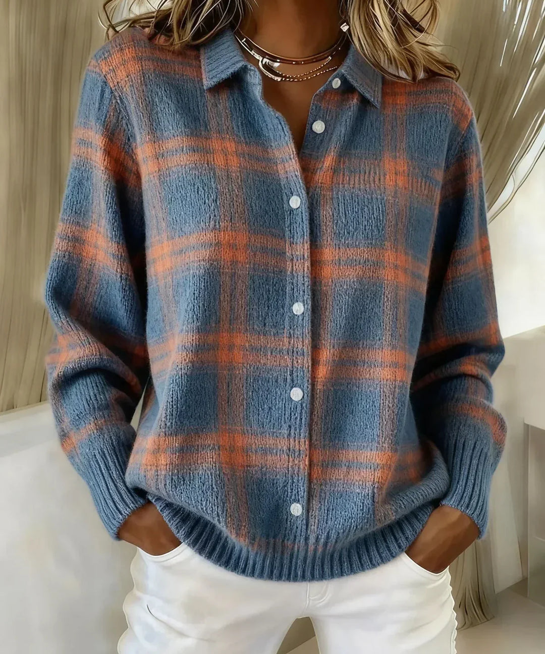 Fidelma Checked Knit Cardigan