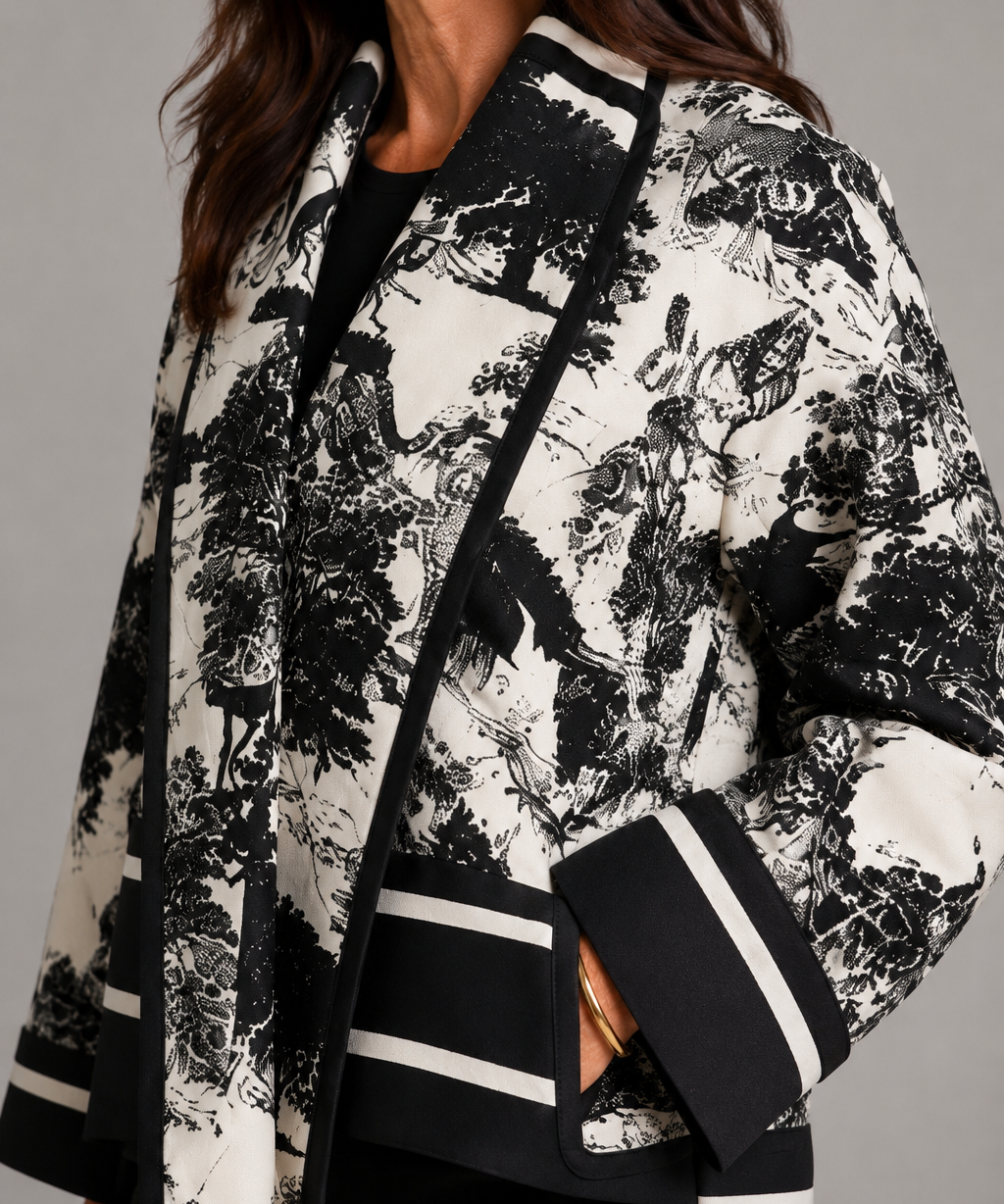 Brenda Abstract Print Bomber Jacket