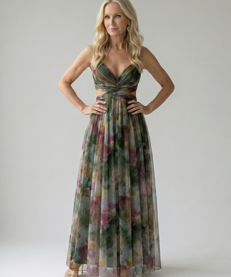 Pamela Watercolour Wrap Maxi Dress