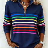 Ríona Rainbow Stripe Half-Zip Jumper