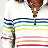 Ríona Rainbow Stripe Half-Zip Jumper