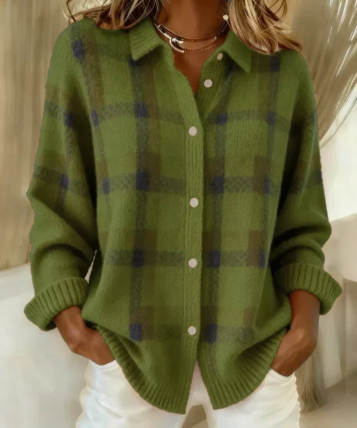 Fidelma Checked Knit Cardigan