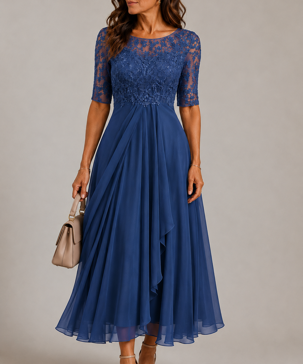 Elizabeth Lace Detail Midi Dress