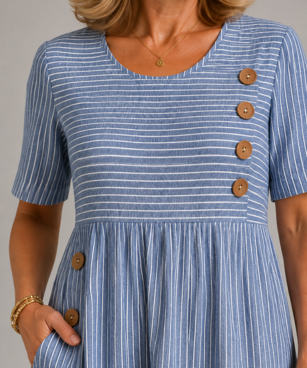 Caroline Striped Midi Dress