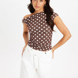 Treasa Asymmetric Polka Dot Top
