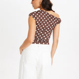 Treasa Asymmetric Polka Dot Top
