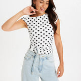 Treasa Asymmetric Polka Dot Top
