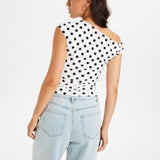 Treasa Asymmetric Polka Dot Top
