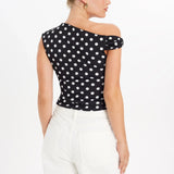 Treasa Asymmetric Polka Dot Top