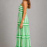 Angela Striped Bandeau Midi Dress