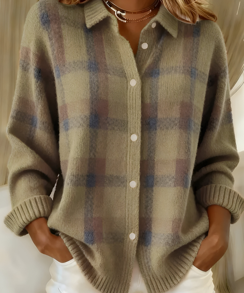 Fidelma Checked Knit Cardigan