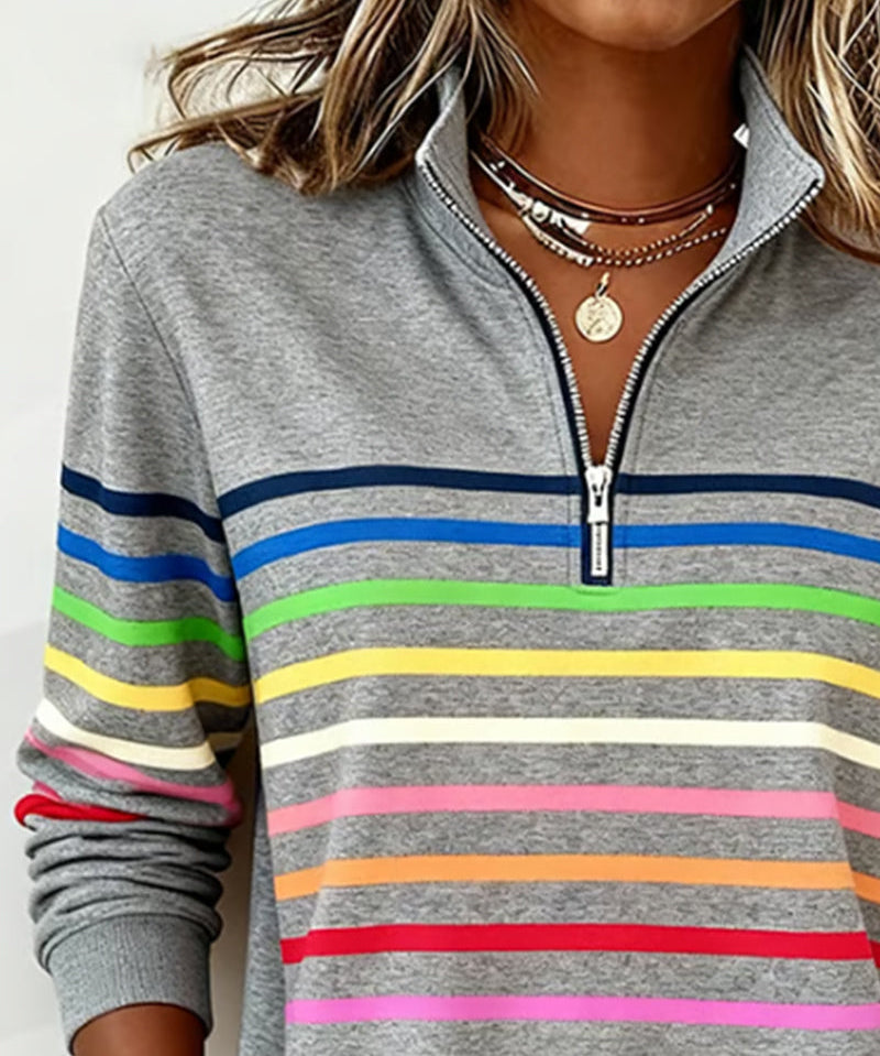 Ríona Rainbow Stripe Half-Zip Jumper