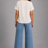 Deborah Button V-Neck Top