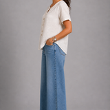Deborah Button V-Neck Top
