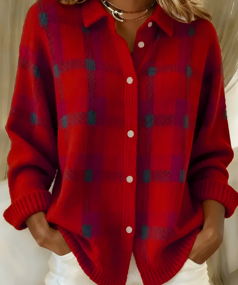Fidelma Checked Knit Cardigan