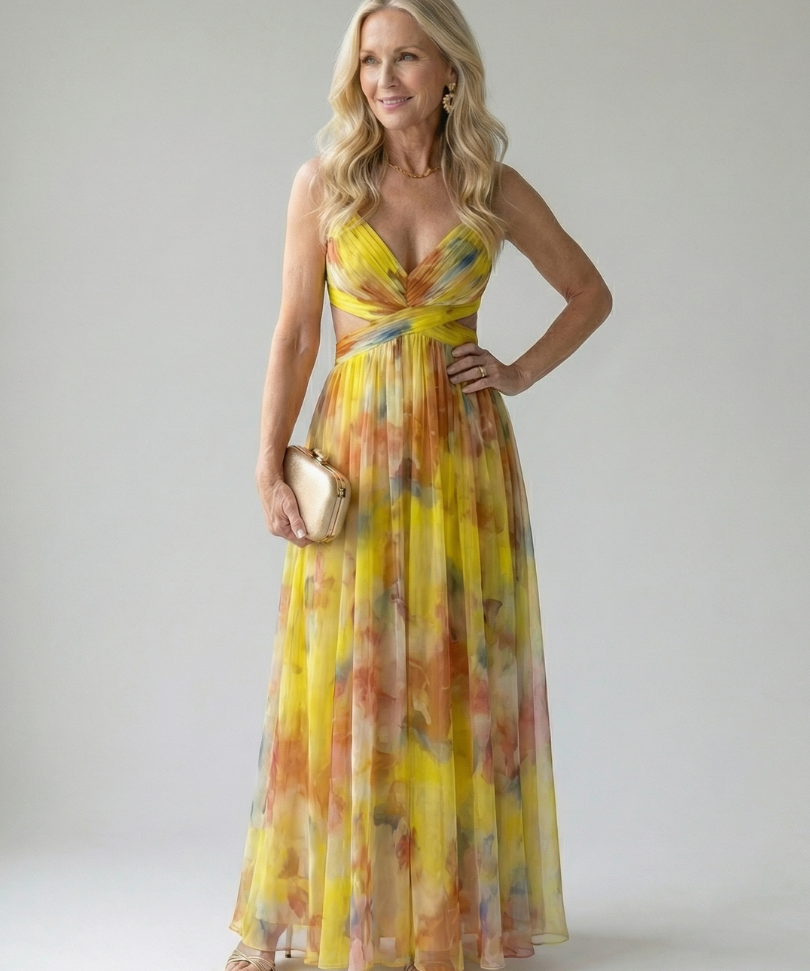 Pamela Watercolour Wrap Maxi Dress
