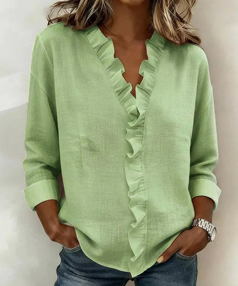 Una Ruffle Neck Blouse
