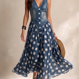 Eimear Denim Polka Dot Dress