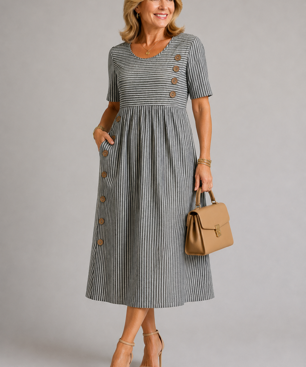 Caroline Striped Midi Dress