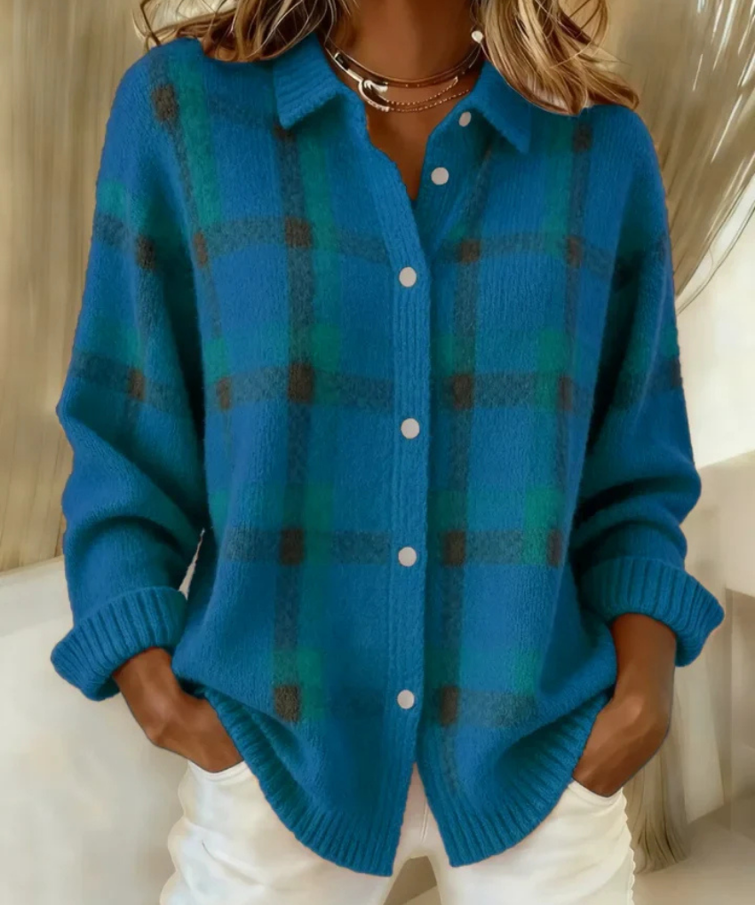 Fidelma Checked Knit Cardigan
