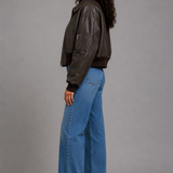 Donna Leather-Look Bomber Jacket