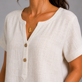 Deborah Button V-Neck Top