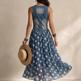 Eimear Denim Polka Dot Dress