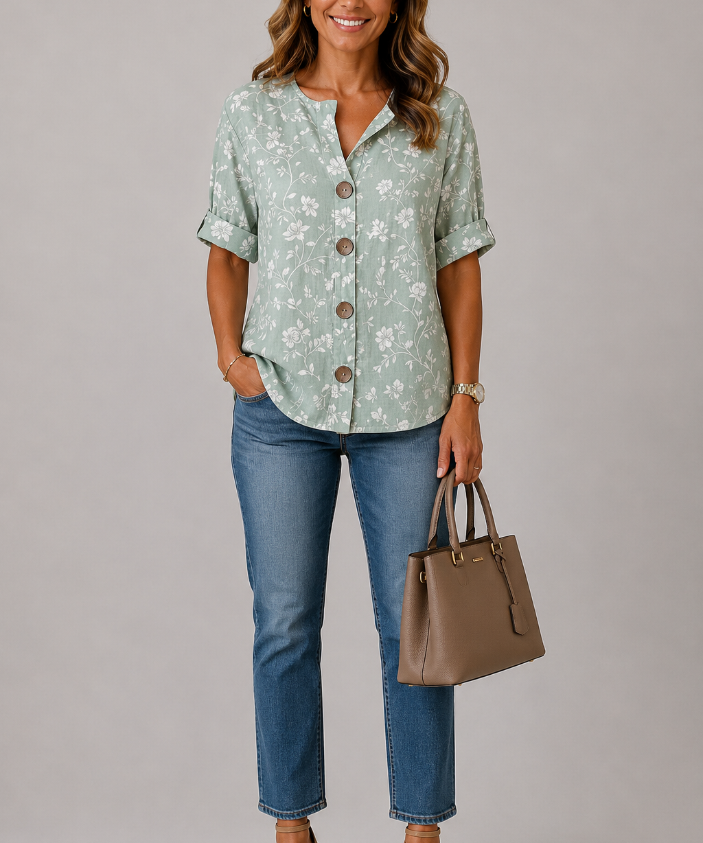Siobhán Floral Button Blouse