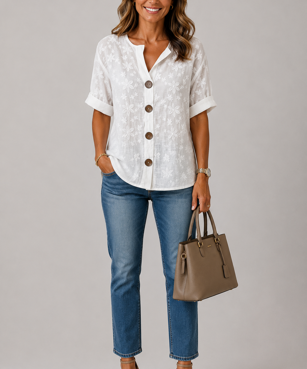 Siobhán Floral Button Blouse