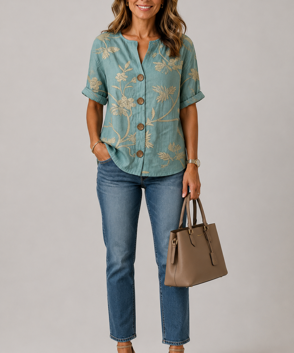 Siobhán Floral Button Blouse