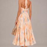 Karen Watercolour Halter Maxi Dress