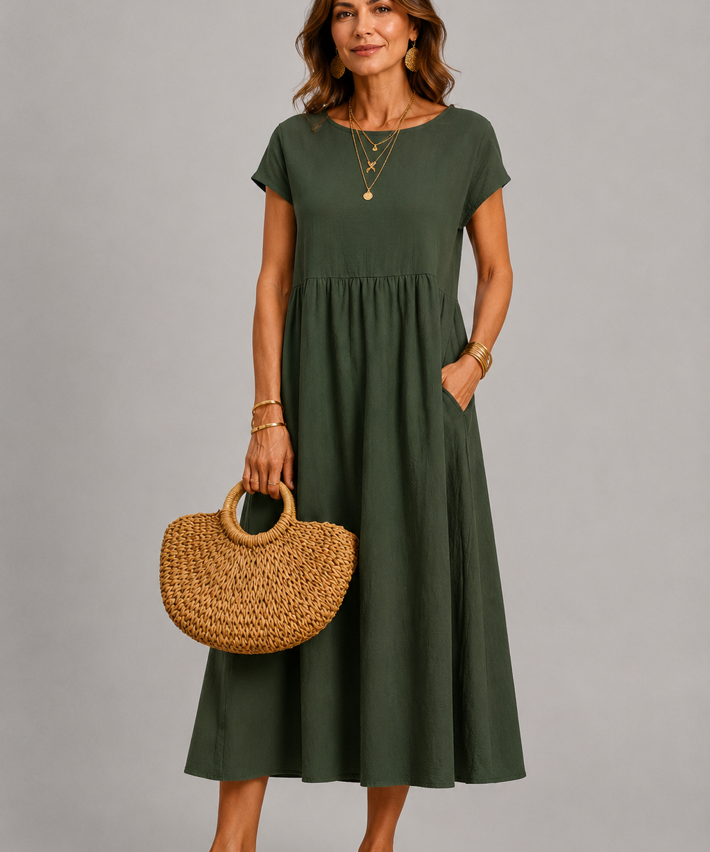 Margaret Gathered Midi Dress