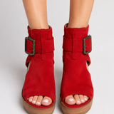 Frances Buckle Wedge Sandals