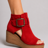 Frances Buckle Wedge Sandals