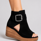 Frances Buckle Wedge Sandals