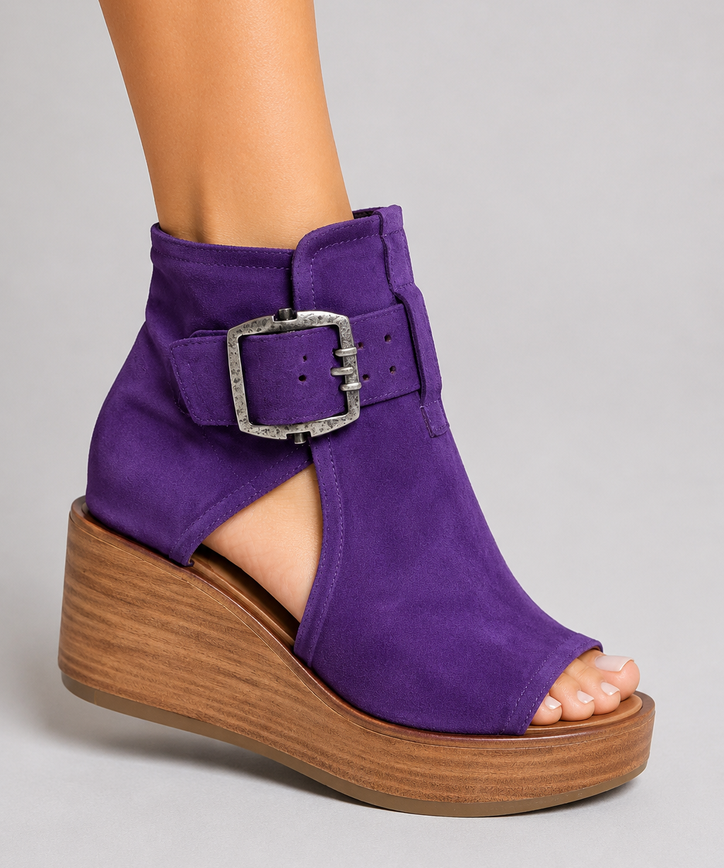 Frances Buckle Wedge Sandals