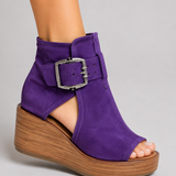 Frances Buckle Wedge Sandals