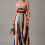 Julie Striped Bandeau Maxi Dress