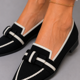June Contrast-Trim Pointed Flats