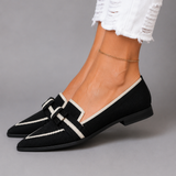 June Contrast-Trim Pointed Flats