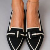 June Contrast-Trim Pointed Flats