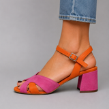 Yvonne Colourblock Block-Heel Sandals