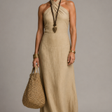 Diana Linen-Blend Halter Maxi Dress