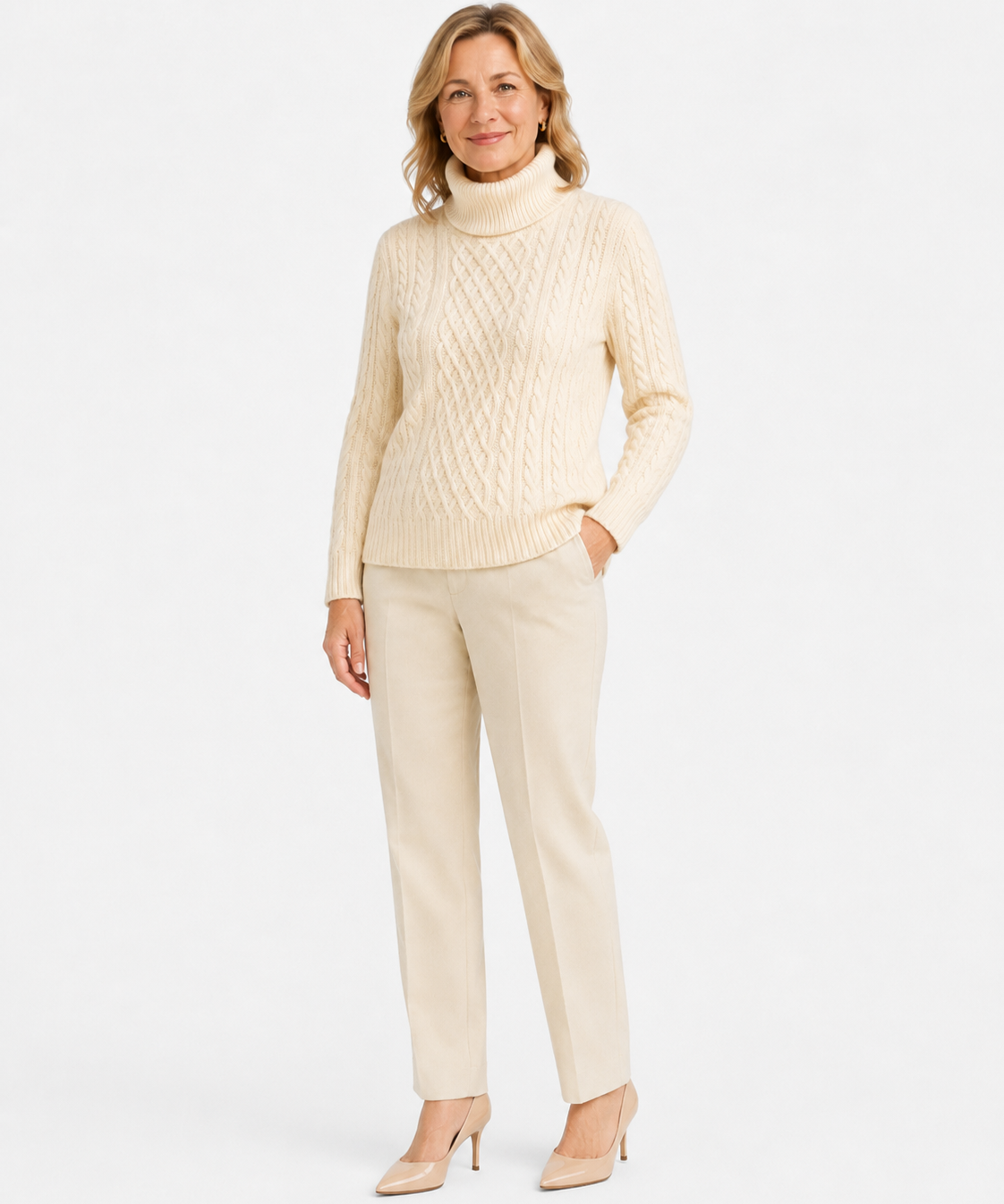 Breda Cable Knit Roll Neck Jumper