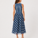 Eimear Denim Polka Dot Dress