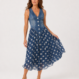 Eimear Denim Polka Dot Dress