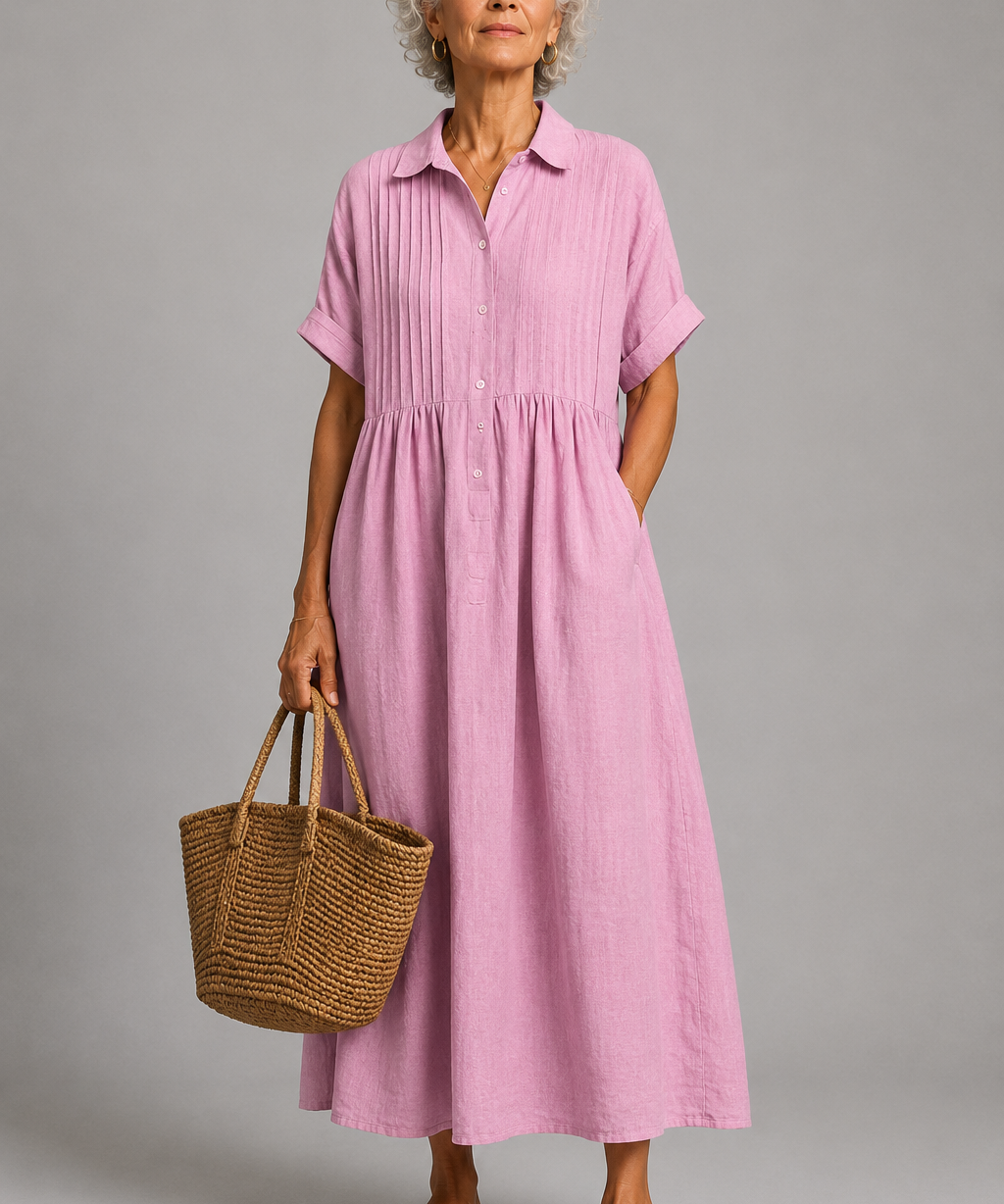 Theresa Button-Front Maxi Dress
