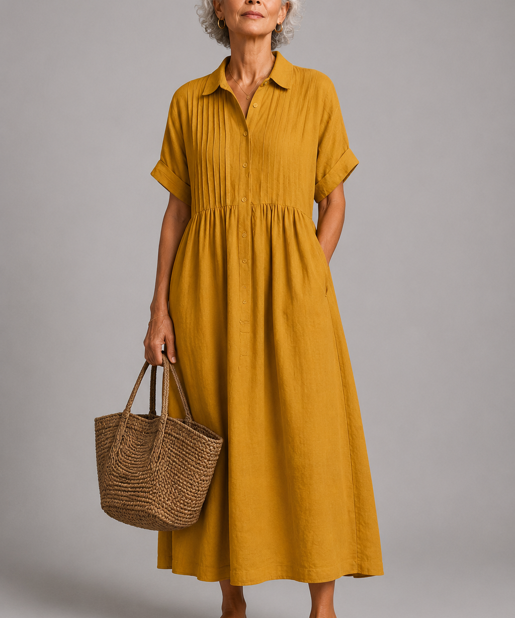 Theresa Button-Front Maxi Dress