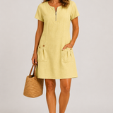 Linda Linen-Blend A-Line Dress